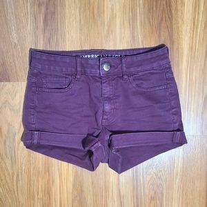 American Eagle Burgundy Hi-Rise Shortie